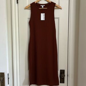 Burnt Rust Orange Body Con Midi Dress Nine West